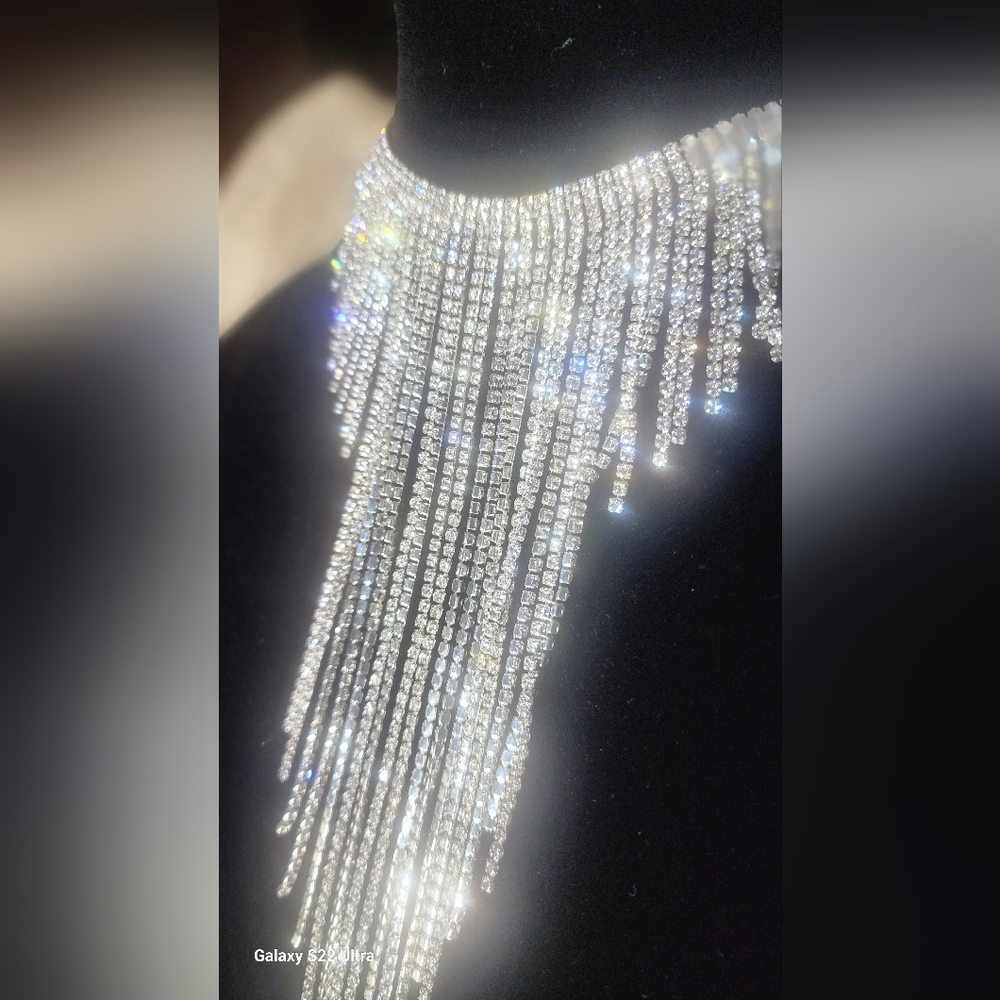 Diamond Rhinestone Necklace and matching Earrings